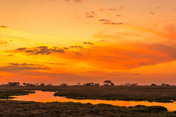 parco nazionale del kafue, tramonto