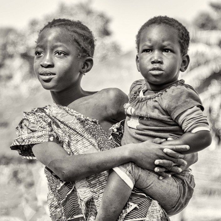 Senegal, bianco e nero, bambini nella Casamance