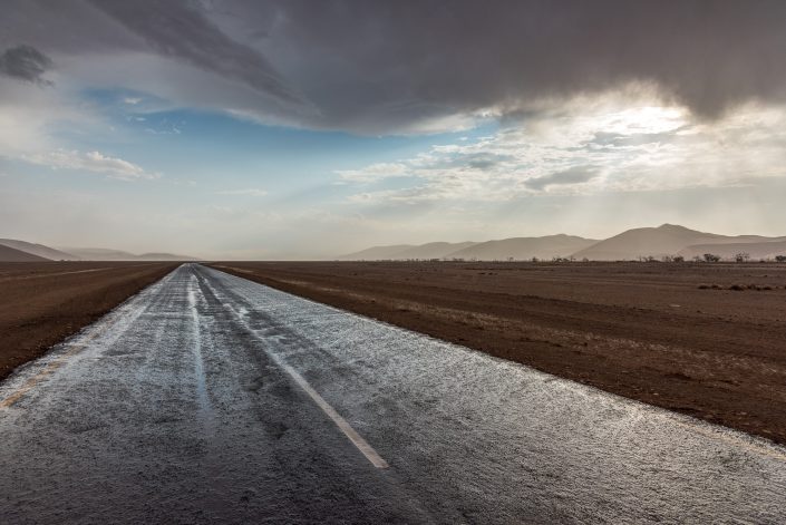 a wet road in namibia, Namib desert