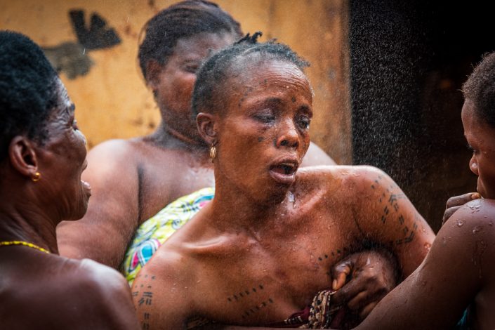 woman in trance during the voodoo ceremony